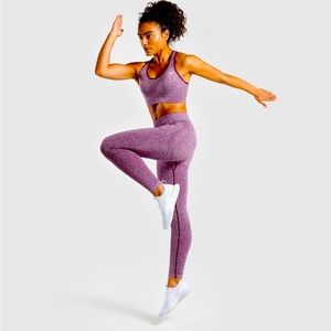Rare Gymshark Set Leggings & Sports Bra in vital seamless in deep magenta marl